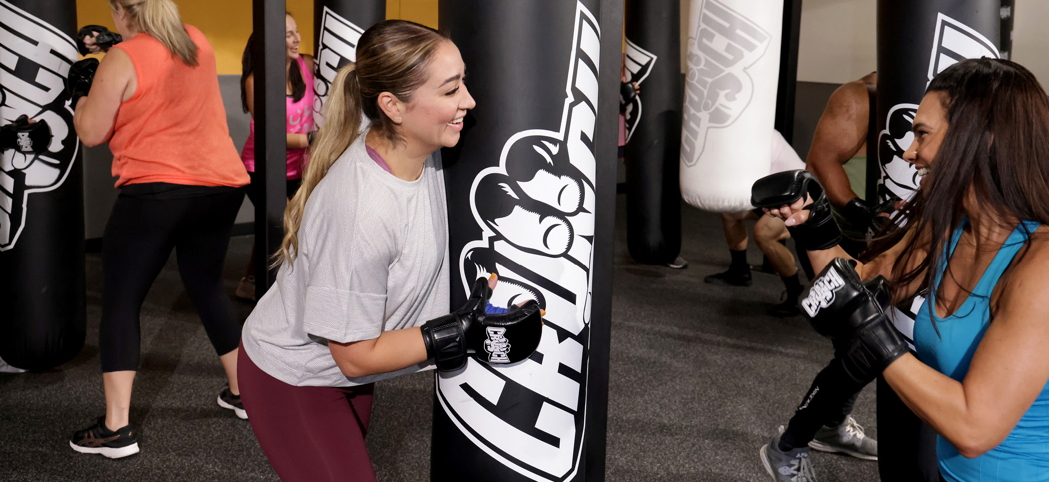 women in a boxing class