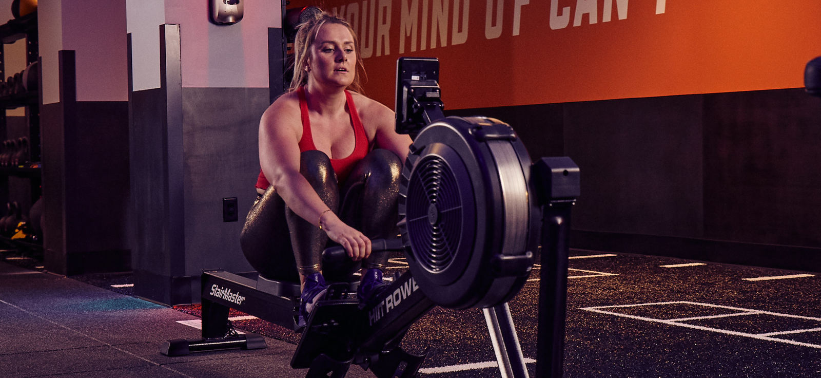 woman on rowing machine